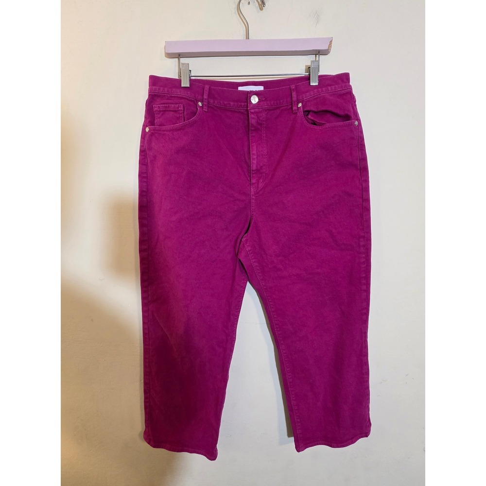LOFT The Straight Magenta Pink Denim Jeans Womens Size 16 33 High Rise Straight